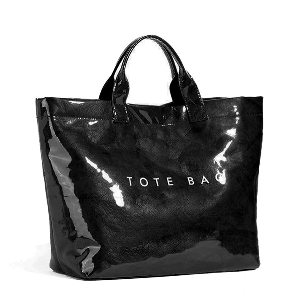 Sacola Feminina Kameilong Com Letras Grandes De Pvc Estampadas Em Preto