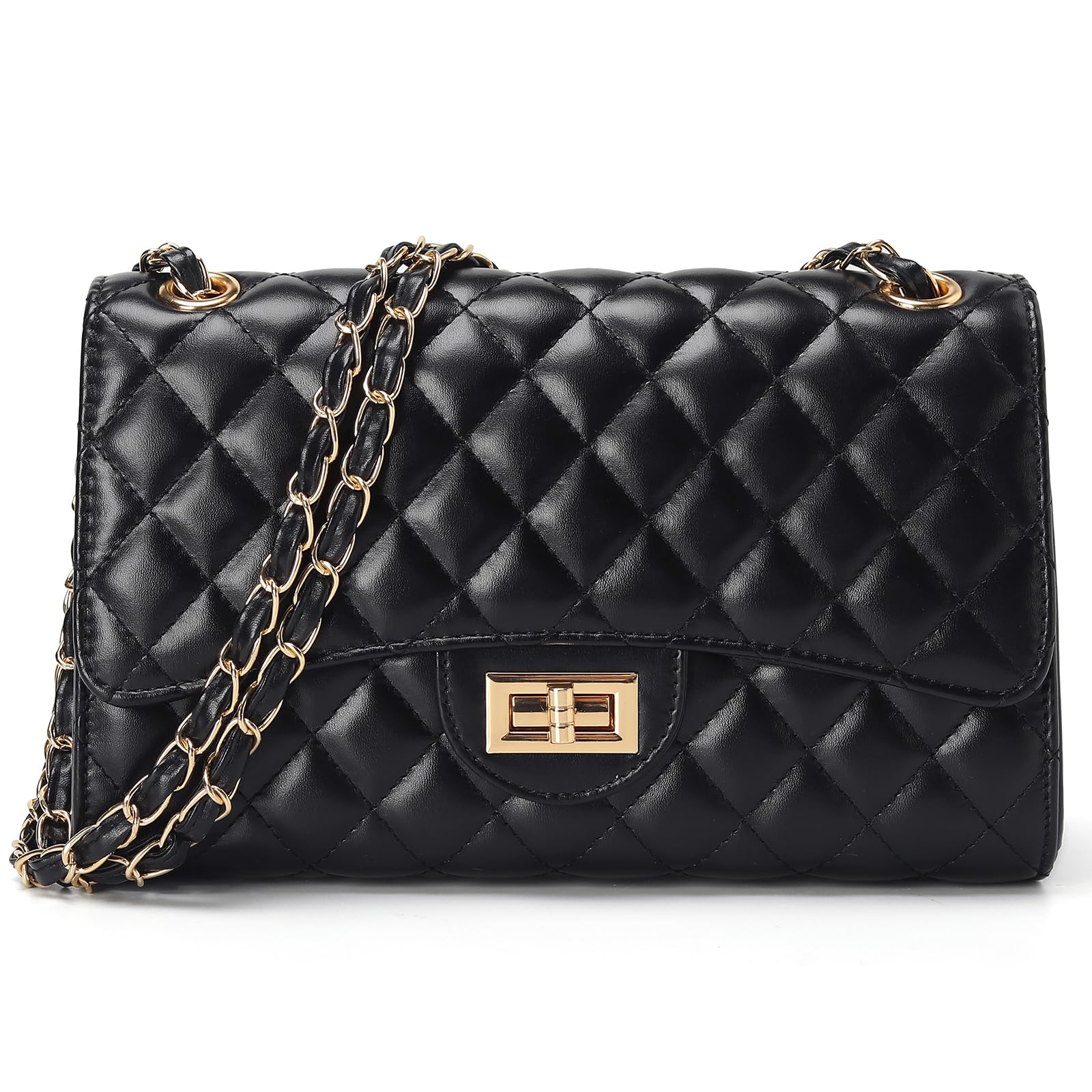 Bolsa De Ombro Diuy Acolchoada De Couro Tiracolo Para Mulheres Preta