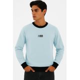 Blusa Moletom Masculina Gola Careca Polo Wear Azul Claro