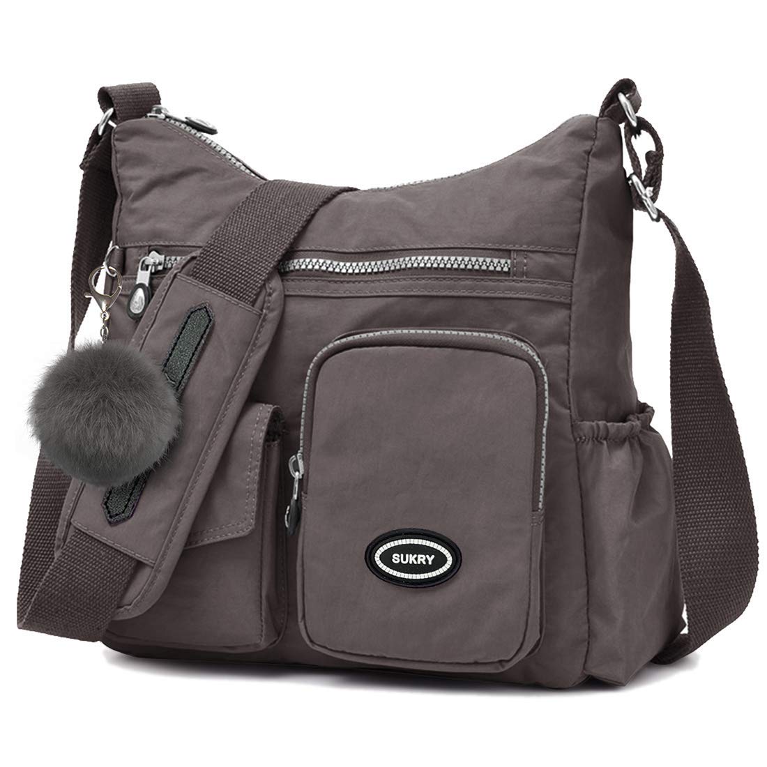 Bolsa Transversal Sukry Nylon Para Mulheres, Café Rfid Anti-roubo