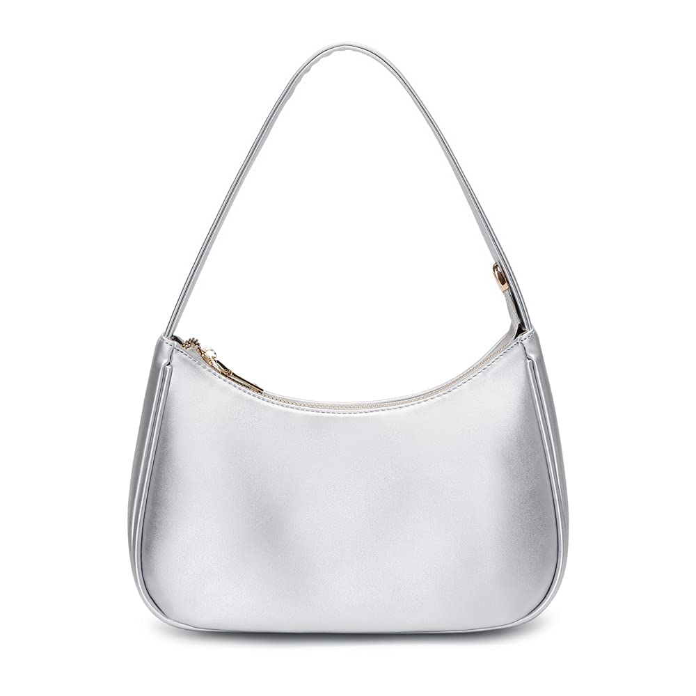 Bolsa De Ombro Cyhtwsdj Para Mulheres Hobo Tote Handbag Clutch Silver