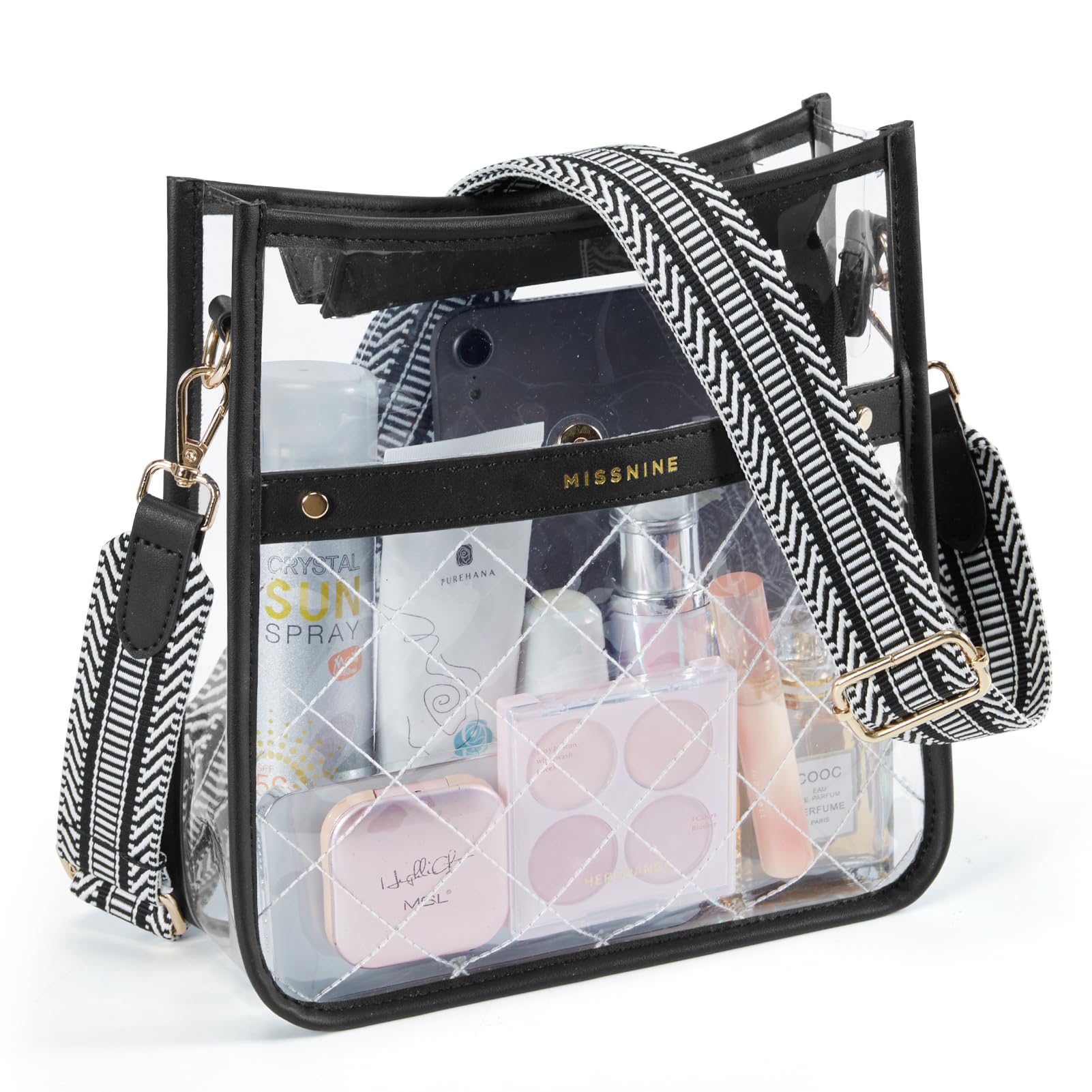 Bolsa Tiracolo Transparente Missnine Clear Acolchoada Para Eventos Em Estádios