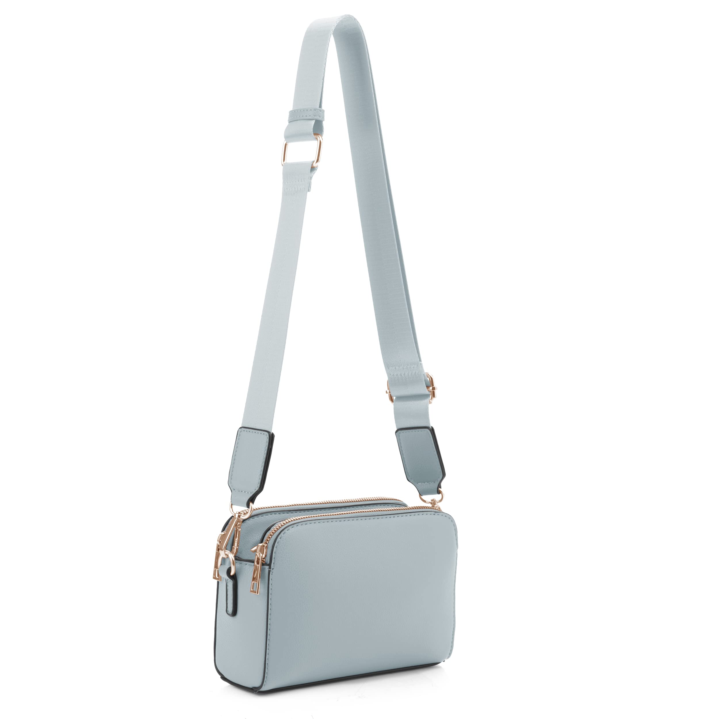 Bolsa Tiracolo Evve Com Zíper Triplo, Câmera Pequena, Couro Vegano Menta