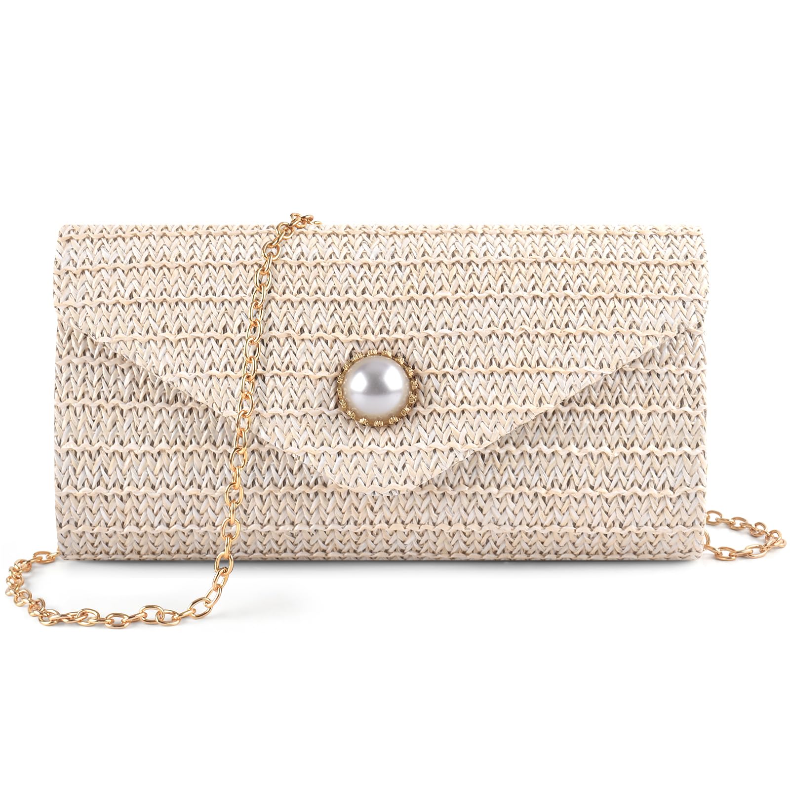 Bolsa De Palha Pacetap Para Mulheres Com Decoração De Pérolas