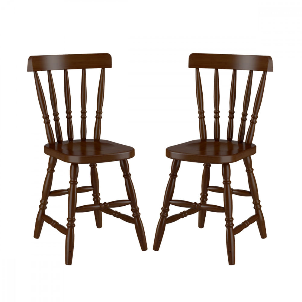 Conjunto 2 Cadeiras Madeira Eucalipto Castanho Piratini