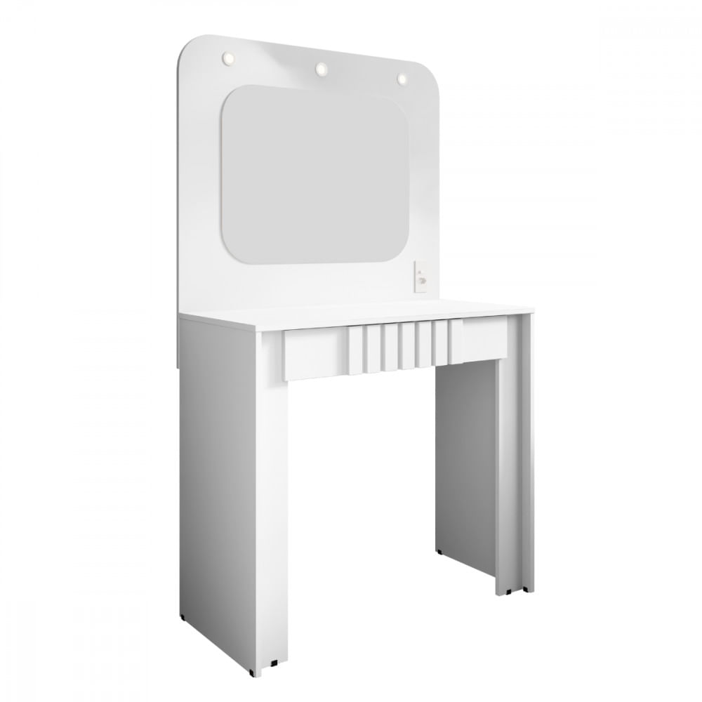 Penteadeira Camarim Rouge Com Espelho Branco Brilho Bechara