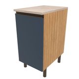 Balcão Bartira Cristal Em Mdp Com 1 Porta, 40cm De Largura - Lâmina De Mel/azul Royal