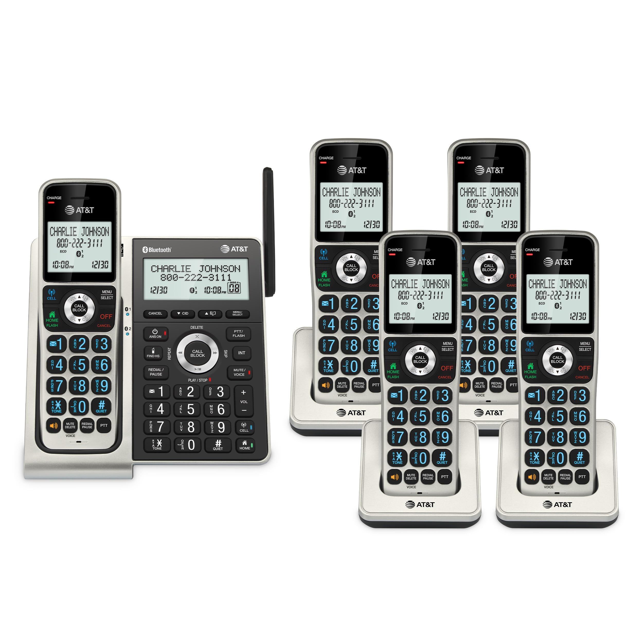 Telefone Residencial Sem Fio At&amp;t Bl3107-5 Dect 6.0 Com Bluetooth 5hs