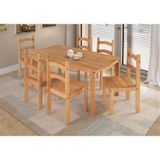 Conjunto De Mesa De Jantar 140x70 Com 6 Cadeiras Madeira Maciça Natural