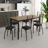 Conjunto Sala De Jantar Mesa Retangular Tampo Bp Com 6 Cadeiras Adriana Preto/ Tecelão Cacau/ Demolição