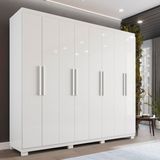 Guarda-roupa Casal 8 Portas 4 Gavetas Com Pés Montreal 100% Mdf Branco Neve