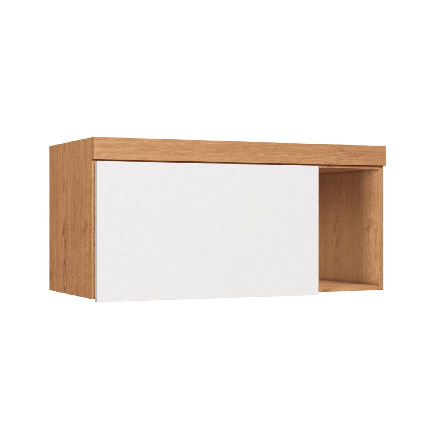 Armário Aéreo Modulado Solteiro 1 Porta Infinity Cedro/ Branco Line