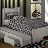 Cama Solteiro Milano Com Auxiliar, Para Colchão No Tamanho 88x138 Cm Branco