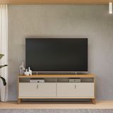Rack Dubai Para Tv 70 Polegadas Pés Em Madeira Maciça Tauari/off White Fosco