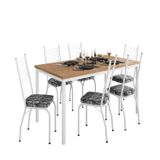Conjunto Sala De Jantar Mesa Retangular Tampo Bp Com 6 Cadeiras Adriana Branco/ Mosaico Silver