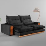Sofá Retrátil E Reclinável 3 Lugares 230cm Santorini Preto