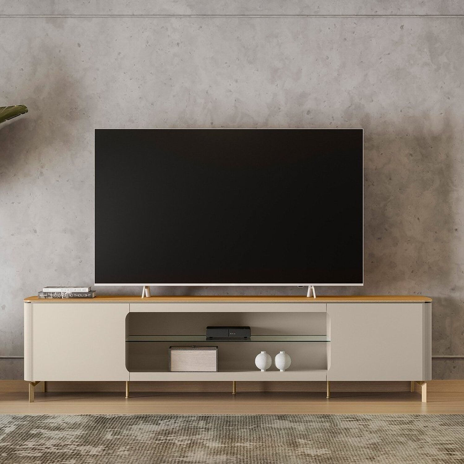 Rack Para Tv De Até 85 Moderno Santorini Tauari/off White Fosco