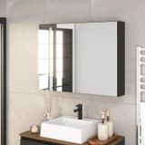 Armário Espelheira Para Banheiro 80cm Aurora Com 2 Portas De Espelho Grafitte