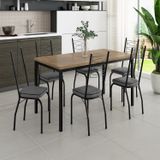 Conjunto Sala De Jantar Mesa Retangular Tampo Bp Com 6 Cadeiras Adriana Sf Preto/ Platina/ Demolição