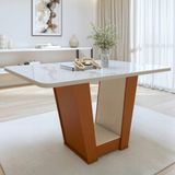 Mesa De Jantar Retangular 120cm Maxi Tampo Com Vidro Apogeu Frassino/off White