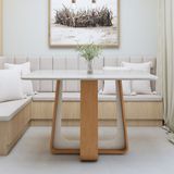 Mesa De Jantar Retangular 120cm Tampo Com Vidro Sintonia Amêndoa Clean/off White