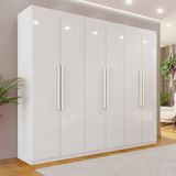 Guarda-roupa Casal 6 Portas 4 Gavetas Atlanta 100% Mdf Atlanta Branco Neve