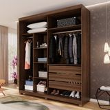 Guarda-roupa Closet 3 Gavetas Com Pés Fenix Espresso Móveis Imbuia