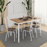 Conjunto Sala De Jantar Mesa Retangular Tampo Bp Com 6 Cadeiras Adriana Branco/mosaico Palha