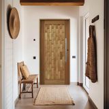 Porta Couro Em Pé Batente 14 Puxador Barra Chata 60 Cm 102 X 210 Esquerdo Rodam