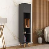 Estante Para Livros 1 Porta Com Nicho Yescasa Grafite/nogal
