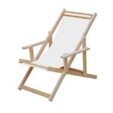 Espreguiçadeira Preguiçosa Dobrável Madeira Maciça Natural Branco