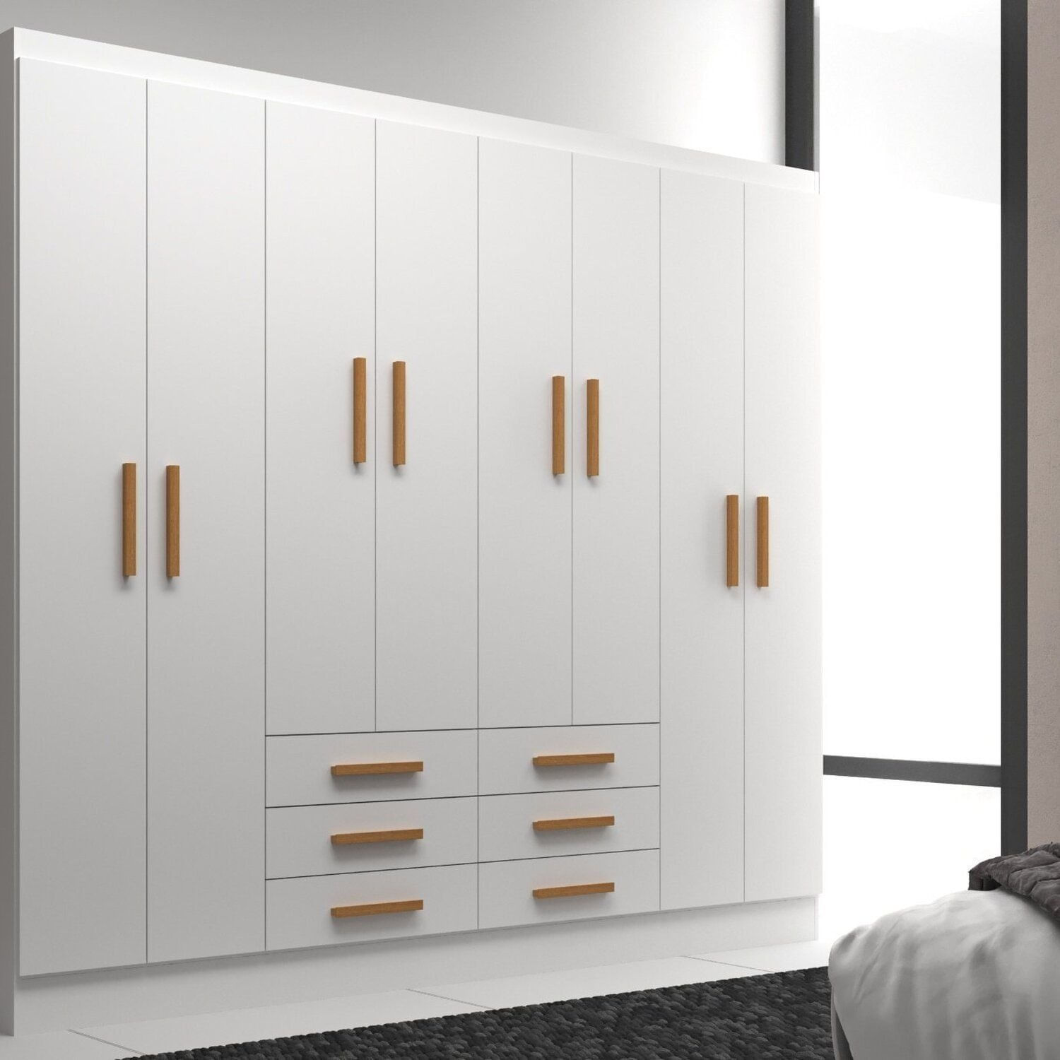 Móveis Para Quarto Guarda-roupa 8 Portas Paris Branco