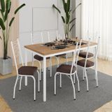 Conjunto Sala De Jantar Mesa Retangular Tampo Bp Com 6 Cadeiras Adriana Branco/ Imbuia