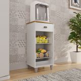 Fruteira 2 Cestos 1 Gaveta Aurora 79cm X 36cm X 33cm Branco Acetinado / Cinamomo