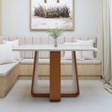 Mesa De Jantar Retangular 120cm Maxi Tampo Com Vidro Sintonia Frassino/off White