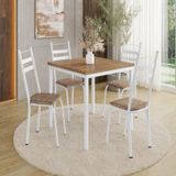 Conjunto Sala De Jantar Mesa Quadrada 90cm Tampo Bp Com 4 Cadeiras Adriana Branco/rattan/ Demolição