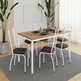 Conjunto Sala De Jantar Mesa Retangular Tampo Bp Com 6 Cadeiras Adriana Branco/ Cacau