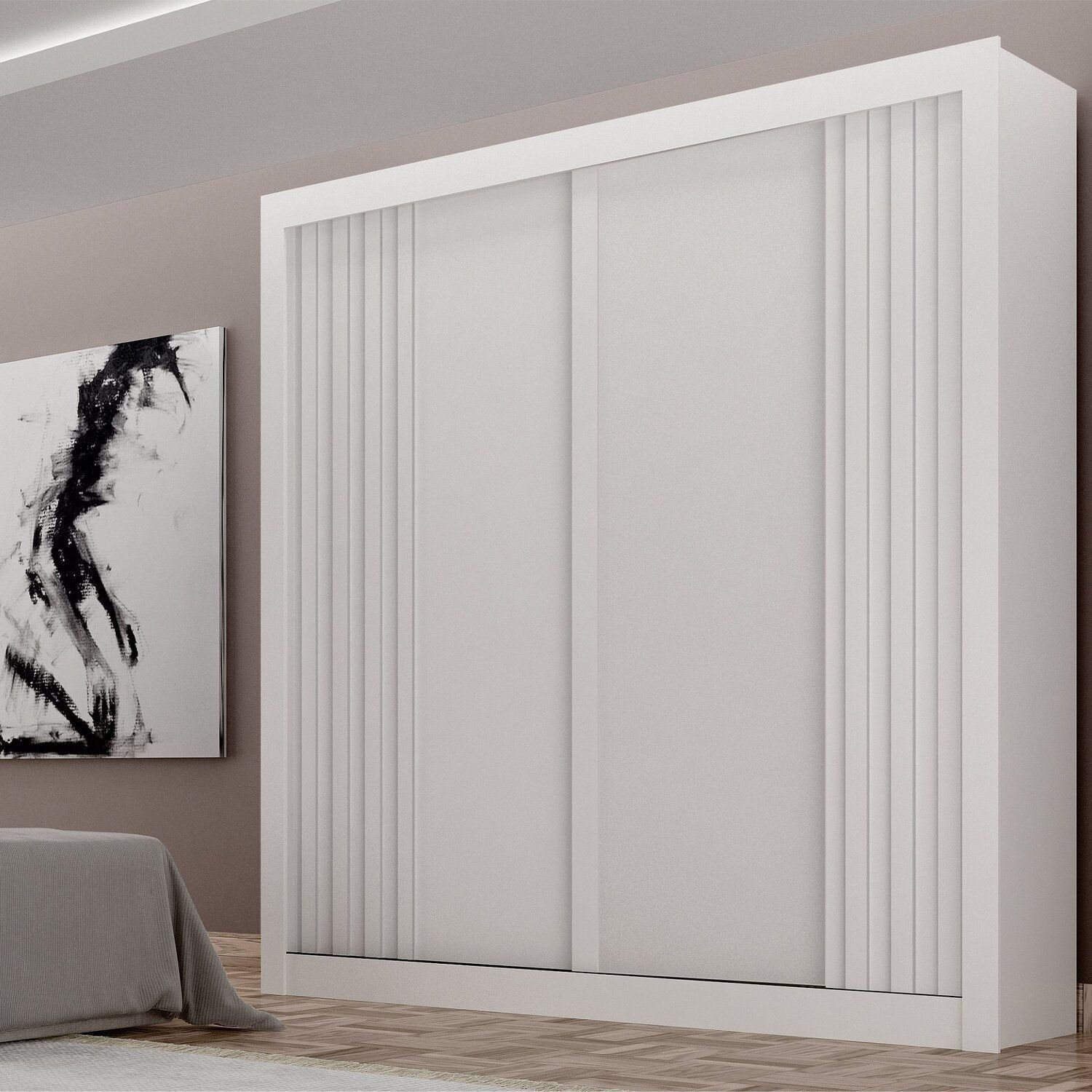 Guarda-roupa Para Quarto Casal 2 Portas Milano Mdf Branco
