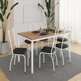 Conjunto Sala De Jantar Mesa Retangular Tampo Bp Com 6 Cadeiras Adriana Branco/ Preto