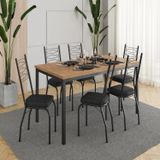 Conjunto Sala De Jantar Mesa Retangular Tampo Bp Com 6 Cadeiras Adriana Sf Preto/ Preto/ Demolição
