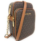 Bolsa Tiracolo Michael Kors Jet Set Com Logotipo De Viagem Marrom