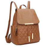 Mochila Kkxiu Acolchoada De Couro Moderno Para Mulheres, Marrom