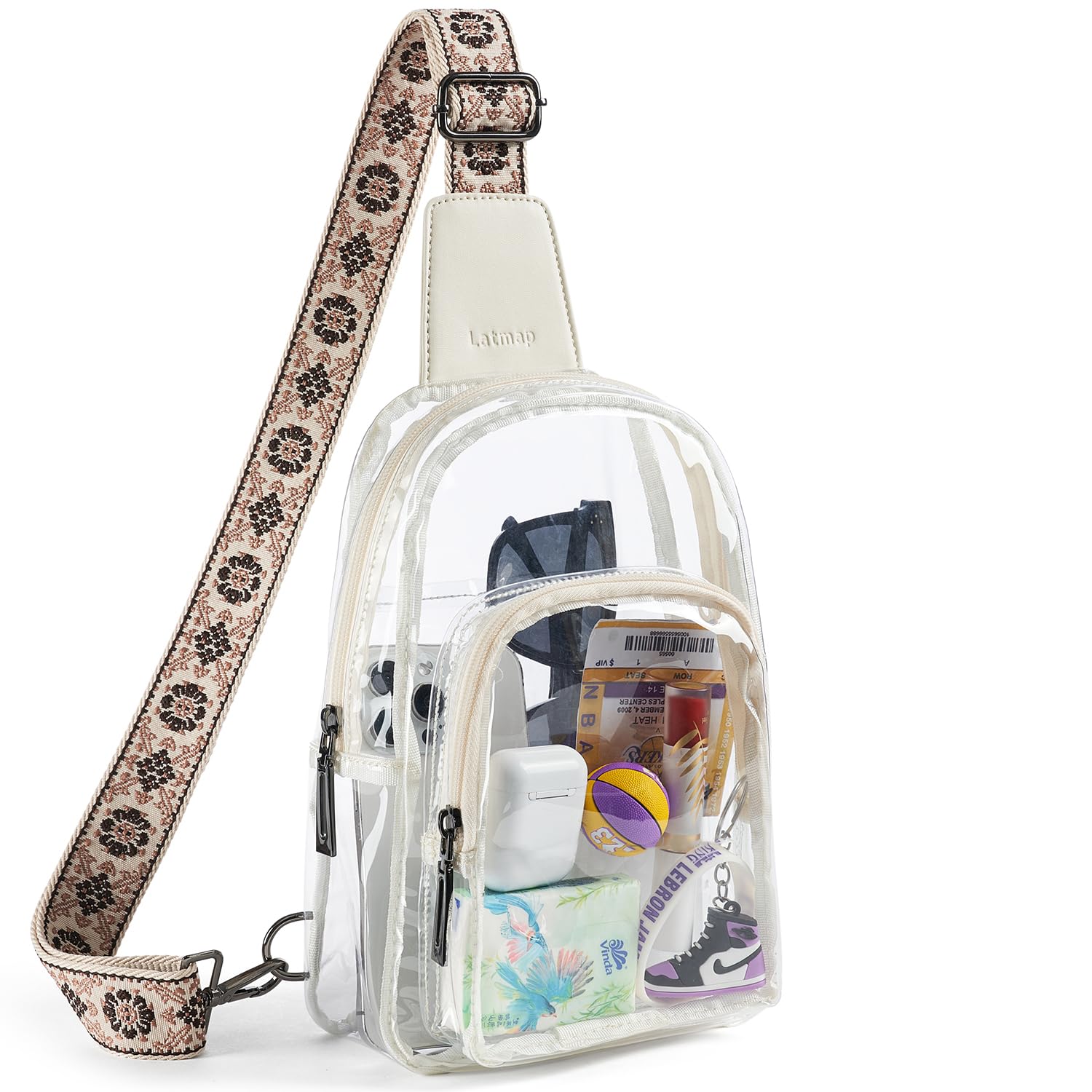 Bolsa Transversal Transparente Latmap Para Mulheres - Bege