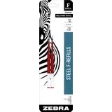 Recarga De Caneta Zebra F-series Em Aço Inoxidável De Ponta Fina Vermelha 0,7 Mm