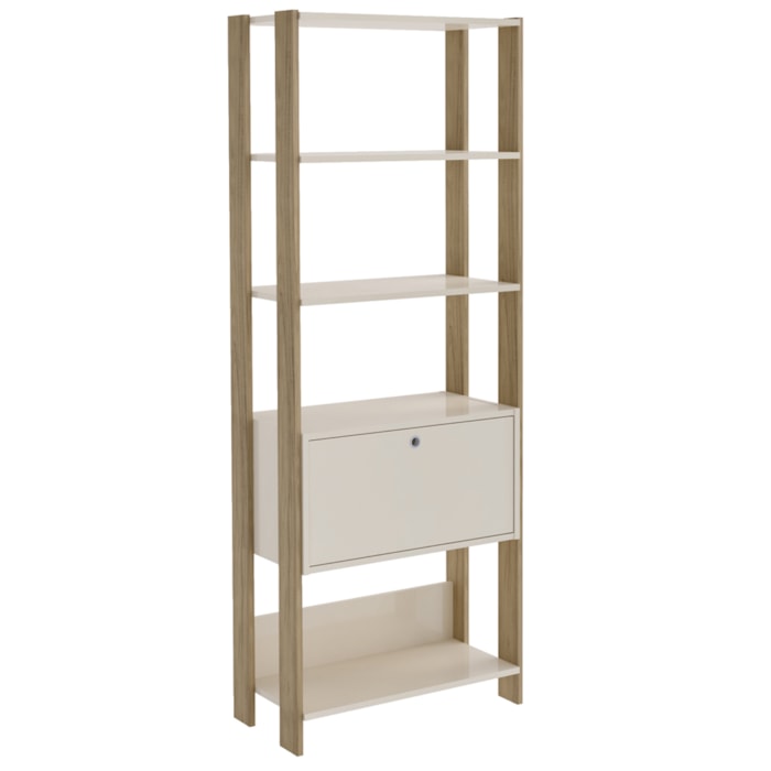 Estante Livreiro 1 Porta 166x63 Cm Carvalho Off White Arly