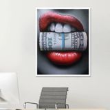 Quadro Decorativo Dinheiro Money Lips 24x18cm