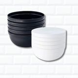Kit 10 Bowl Tigela Plástico Branco Preto Pote Cumbuca 340ml
