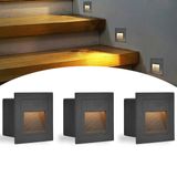 3 Balizador Area Externa Embutir Preto Quadrado Led Lup51