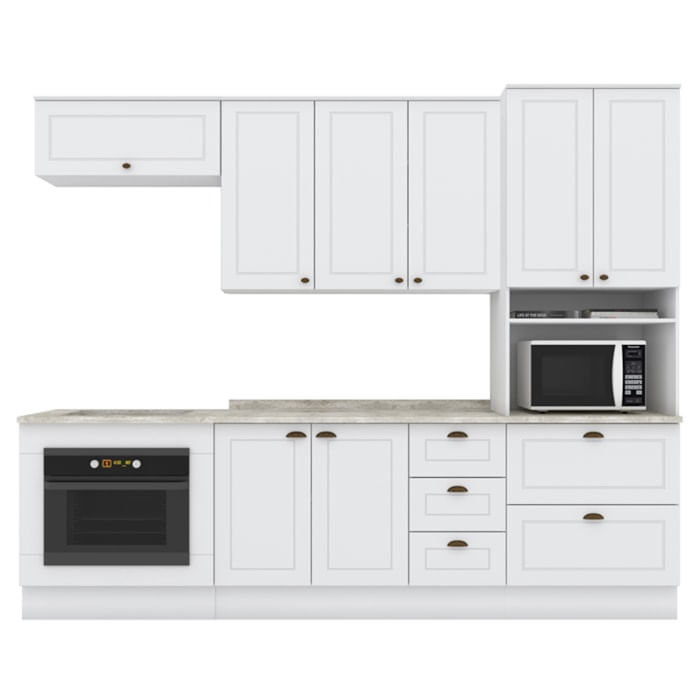 Cozinha Modulada 7 Pecas 272 Cm Ce790 Americana Branco Calcare Henn