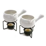 Aquecedores De Manteiga Norpro 210, Conjunto De 2 Cerâmicos Brancos De 90 Ml